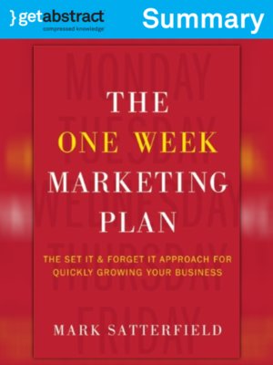 cover image of The One Week Marketing Plan (Summary)